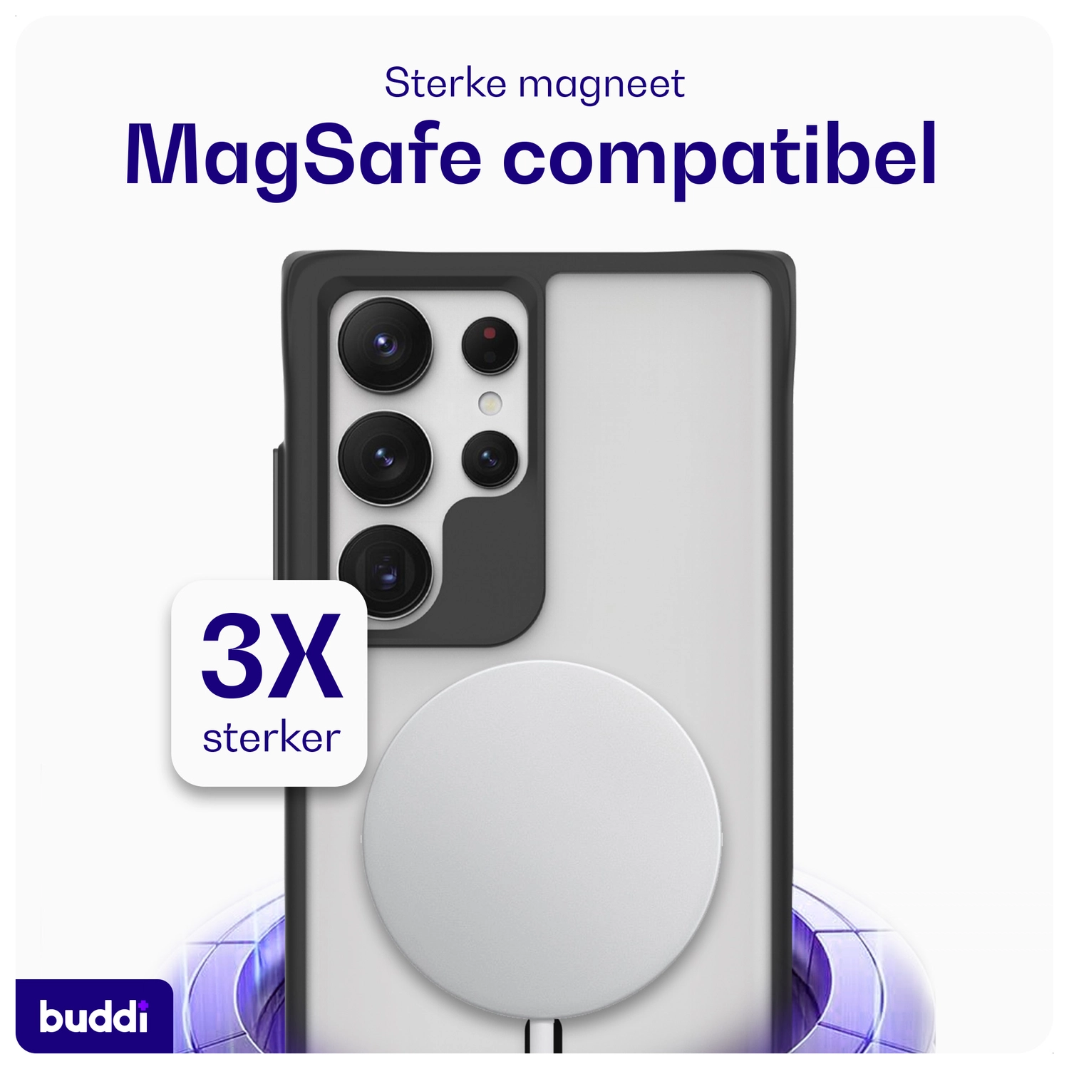 Buddi Hybrid Samsung Galaxy S24 Ultra Hoesje MagSafe Matte Zwart afbeelding 4