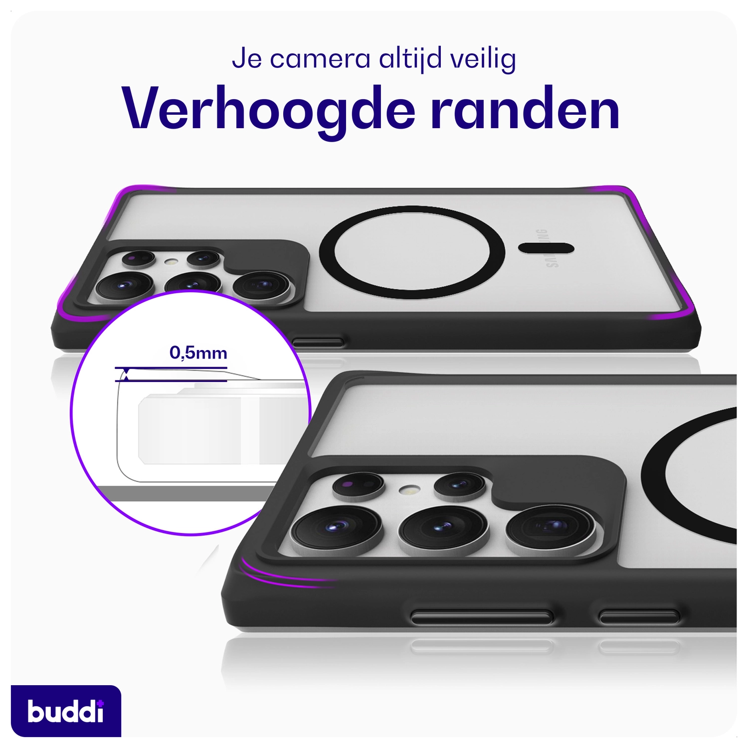 Buddi Hybrid Samsung Galaxy S24 Ultra Hoesje MagSafe Matte Zwart afbeelding 6