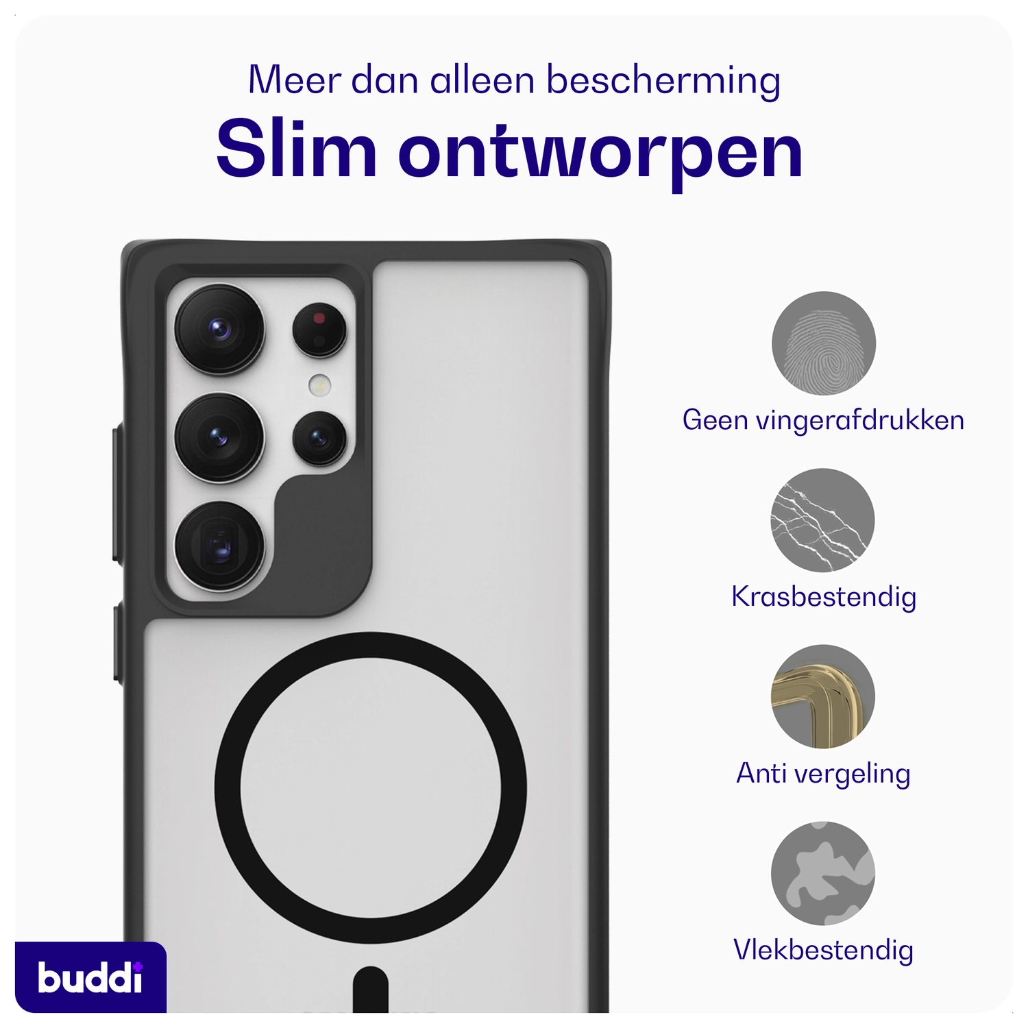 Buddi Hybrid Samsung Galaxy S24 Ultra Hoesje MagSafe Matte Zwart afbeelding 7