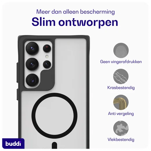 Buddi Hybrid Samsung Galaxy S24 Ultra Hoesje MagSafe Matte Zwart afbeelding 7