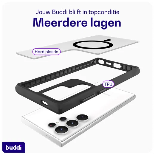 Buddi Hybrid Samsung Galaxy S24 Ultra Hoesje MagSafe Matte Zwart afbeelding 8