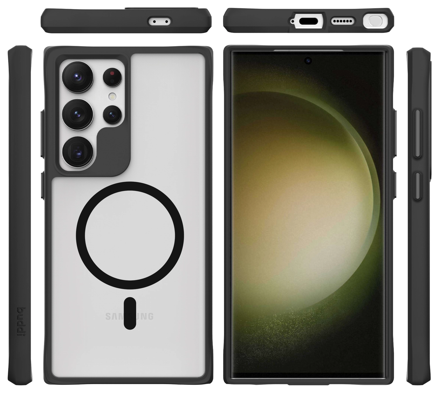 Buddi Hybrid Samsung Galaxy S24 Ultra Hoesje MagSafe Matte Zwart afbeelding 10