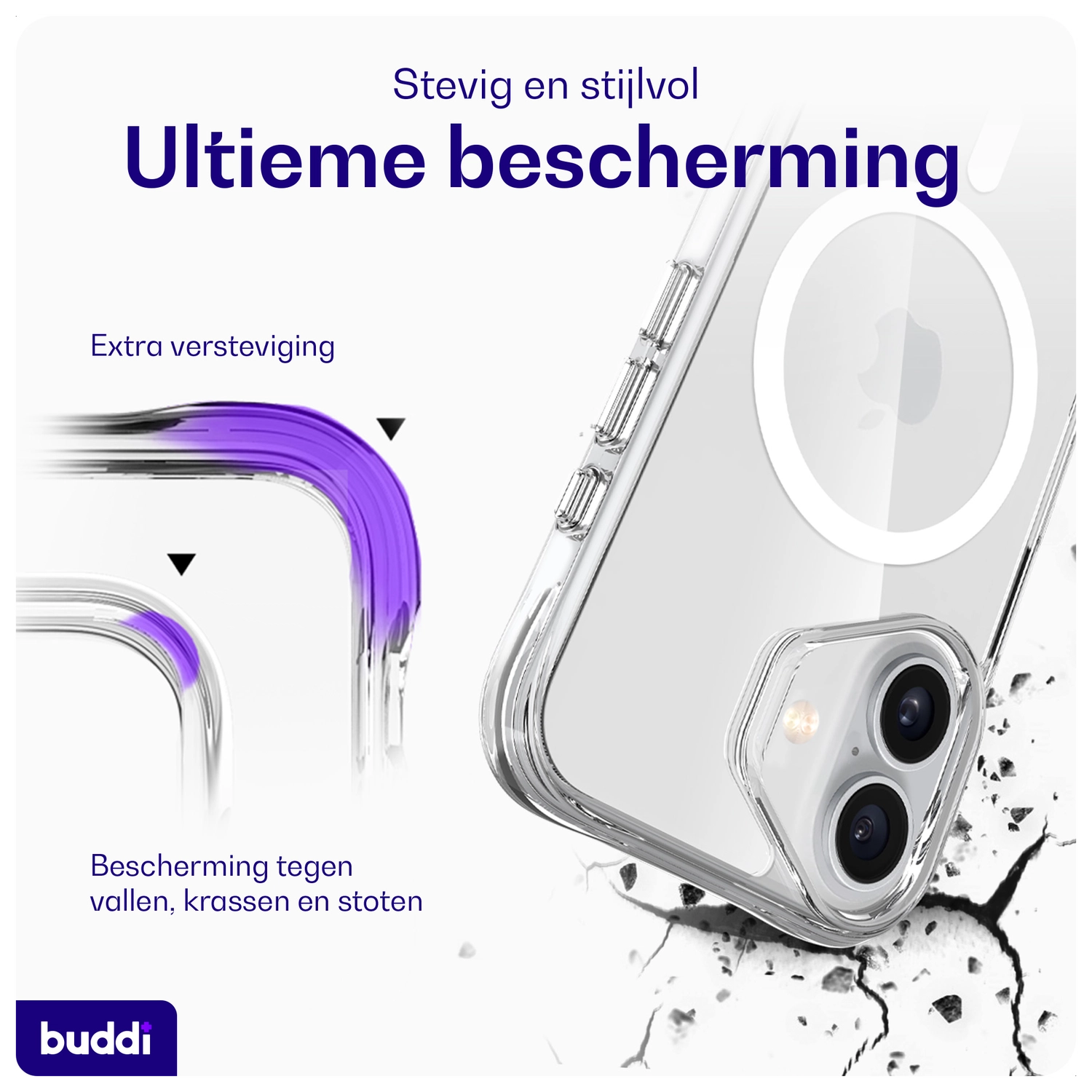Buddi Core Apple iPhone 16 Hoesje MagSafe Back Cover Transparant afbeelding 3