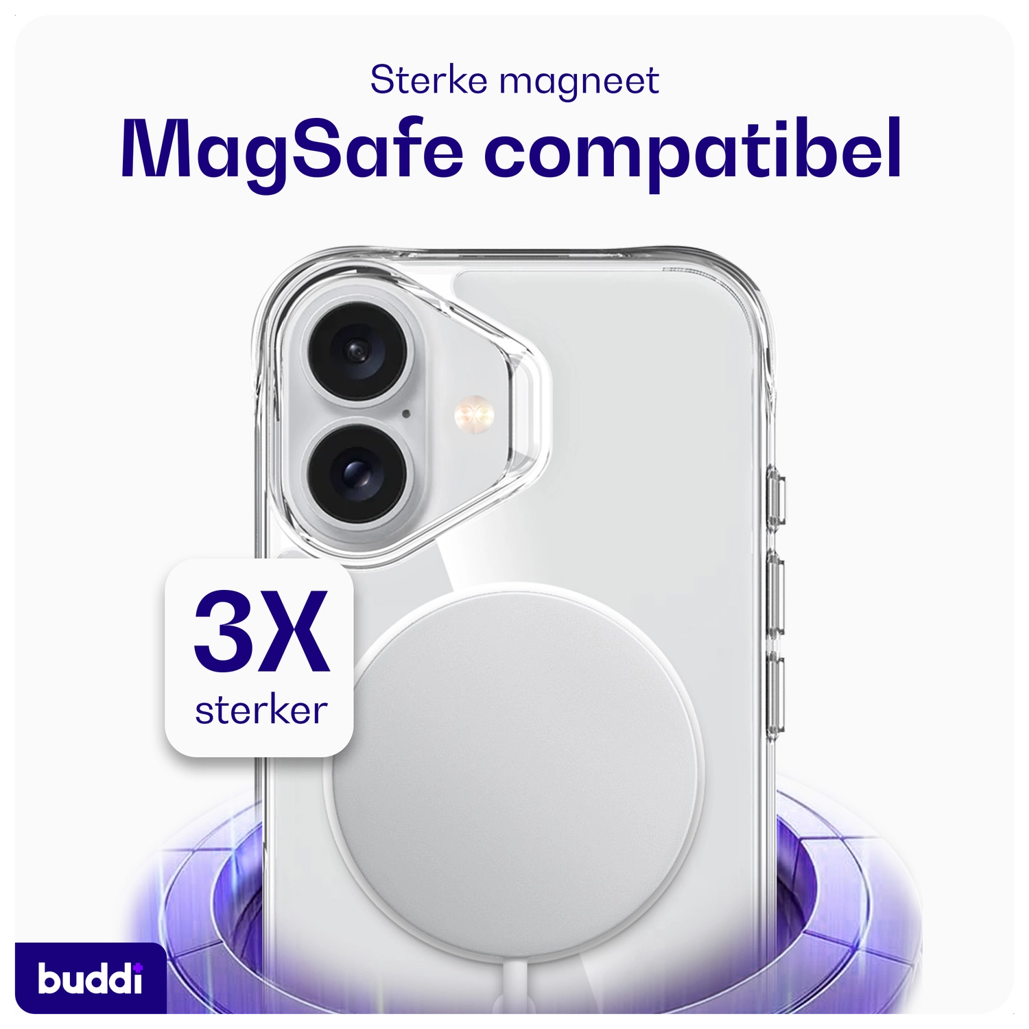 Buddi Core Apple iPhone 16 Hoesje MagSafe Back Cover Transparant afbeelding 4