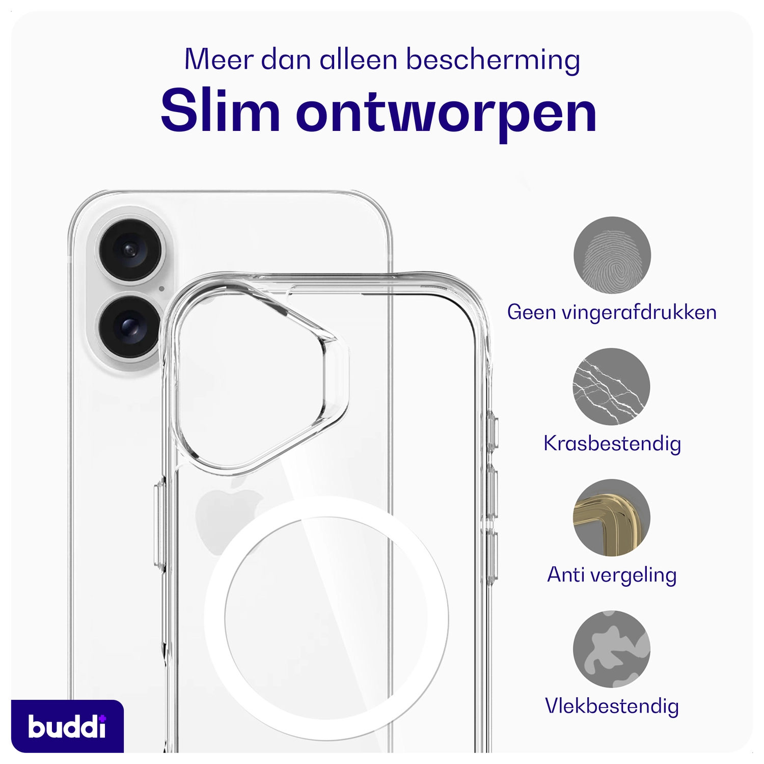 Buddi Core Apple iPhone 16 Hoesje MagSafe Back Cover Transparant afbeelding 6