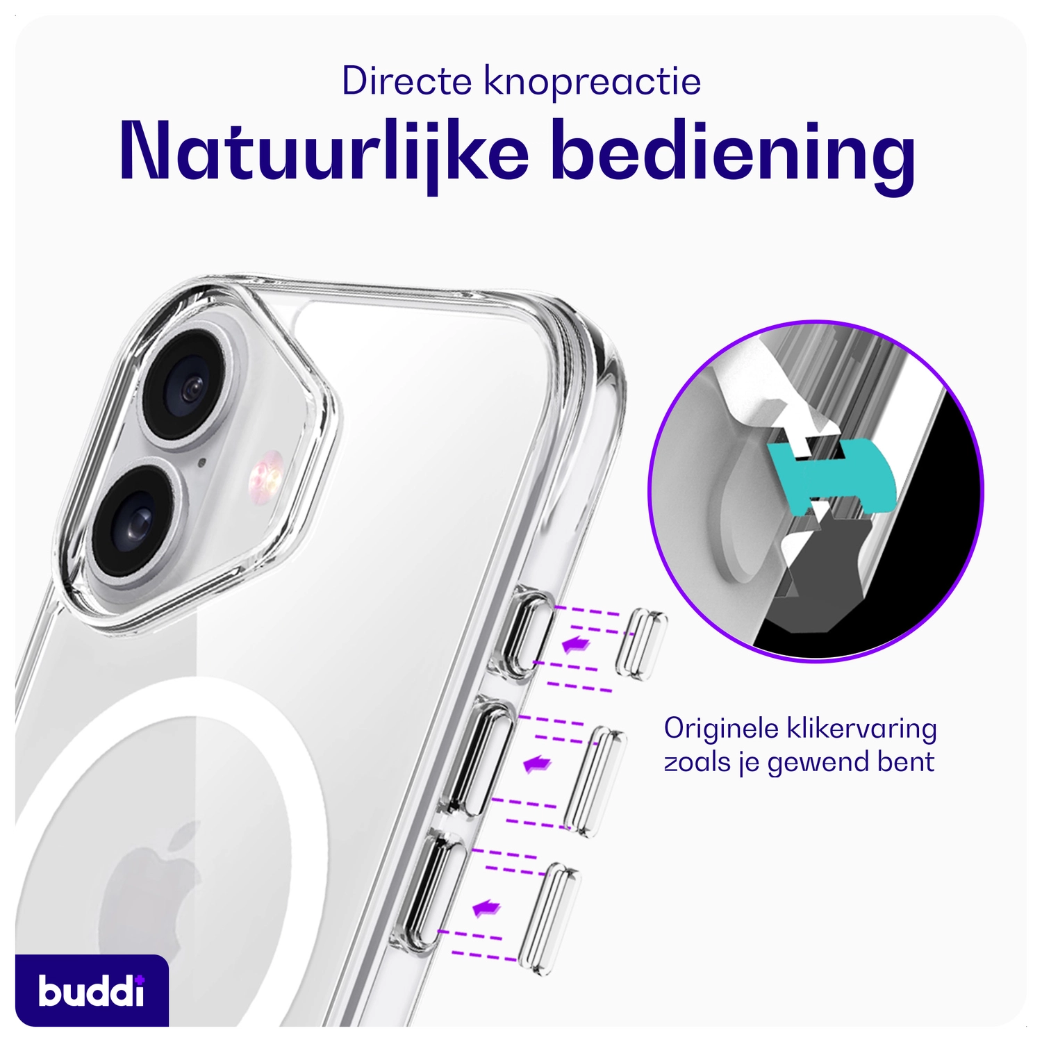 Buddi Core Apple iPhone 16 Hoesje MagSafe Back Cover Transparant afbeelding 7