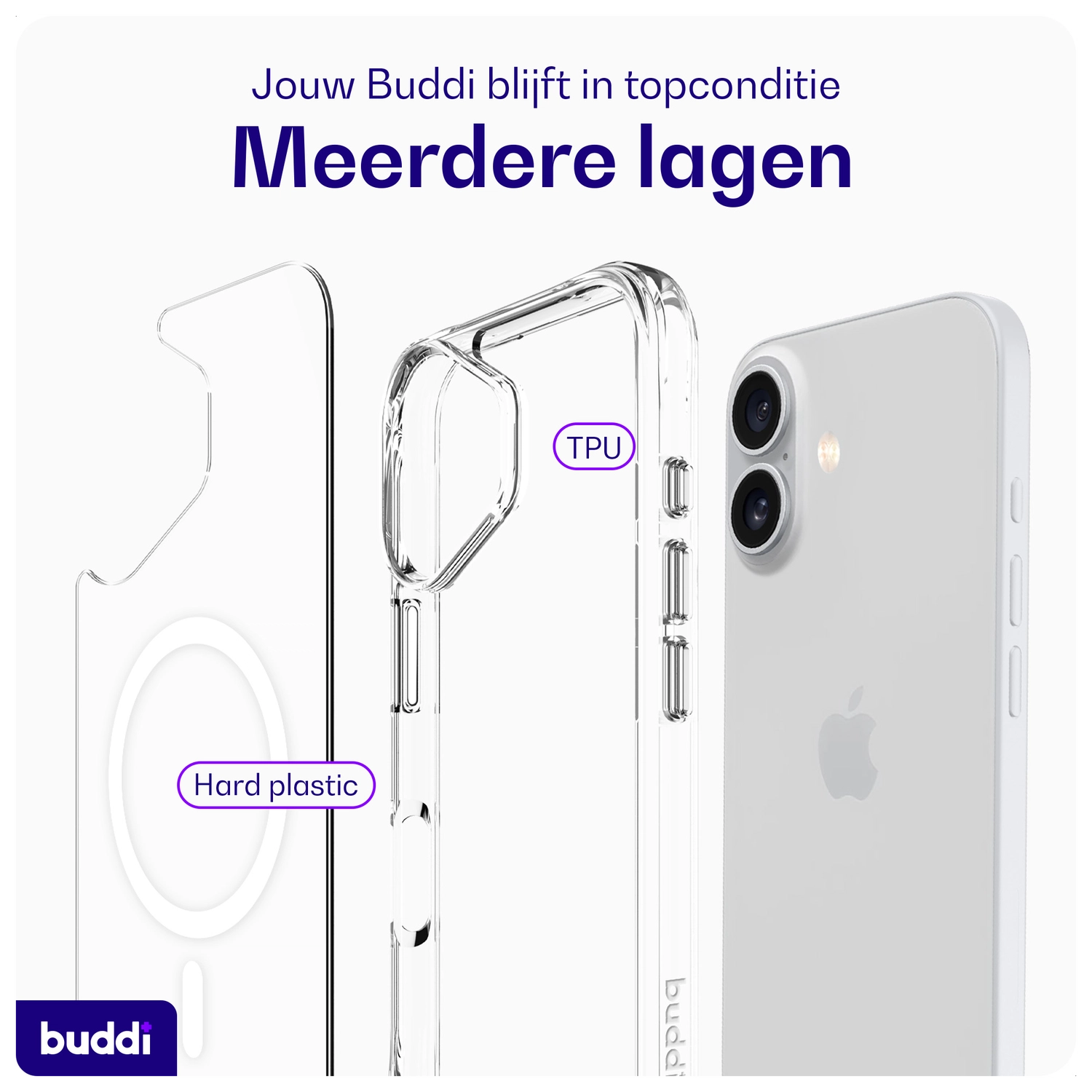 Buddi Core Apple iPhone 16 Hoesje MagSafe Back Cover Transparant afbeelding 8