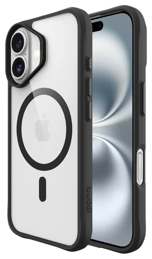 Buddi Hybrid Apple iPhone 16 Hoesje MagSafe Back Cover Transparant Zwart afbeelding 1