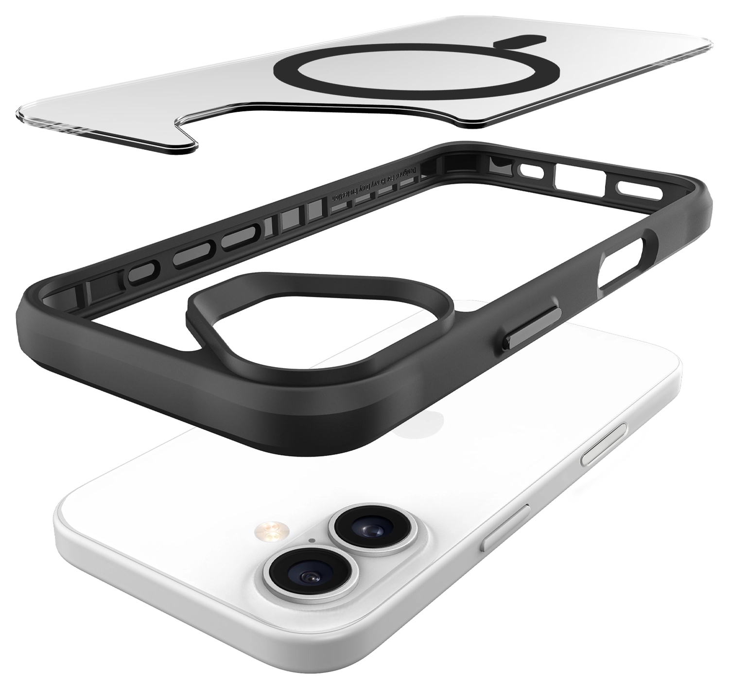Buddi Hybrid Apple iPhone 16 Hoesje MagSafe Back Cover Transparant Zwart afbeelding 12