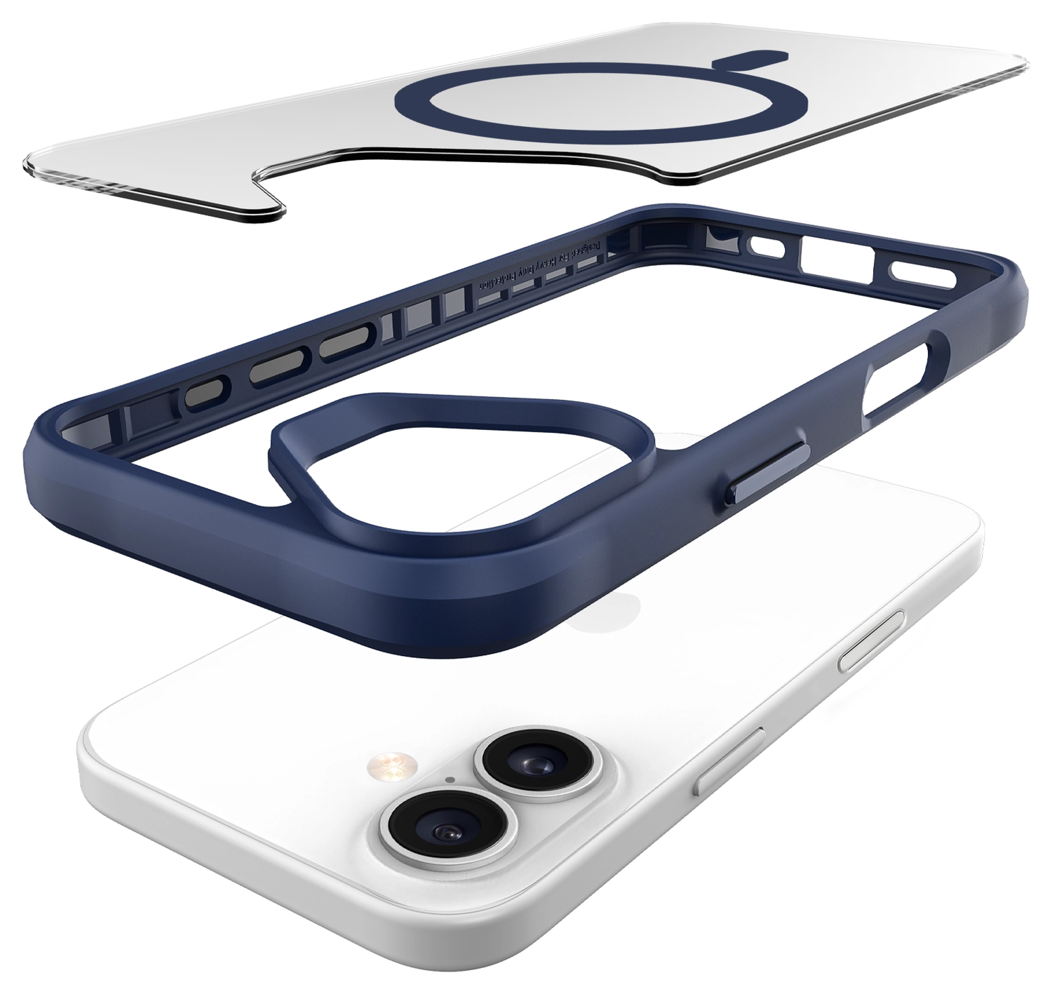 Buddi Hybrid Apple iPhone 16 Hoesje MagSafe Back Cover Transparant Blauw afbeelding 12