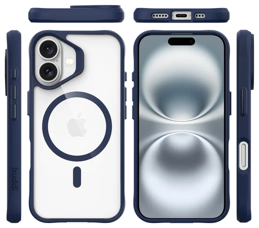 Buddi Hybrid Apple iPhone 16 Hoesje MagSafe Back Cover Transparant Blauw afbeelding 11