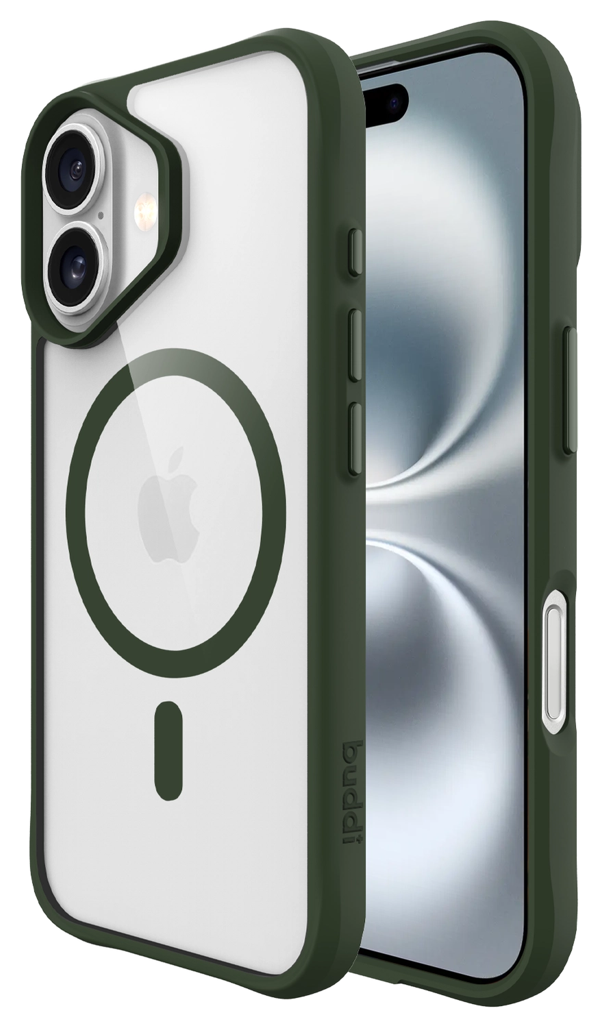 Buddi Hybrid Apple iPhone 16 Hoesje MagSafe Back Cover Transparant Groen afbeelding 1