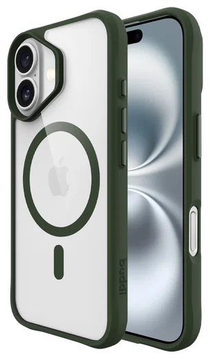 Buddi Hybrid Apple iPhone 16 Hoesje MagSafe Back Cover Transparant Groen afbeelding 1