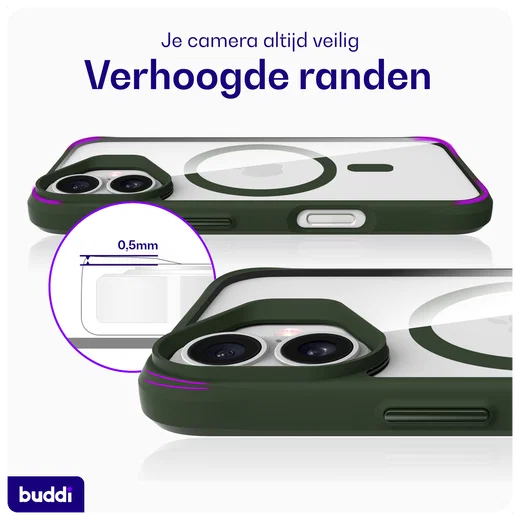 Buddi Hybrid Apple iPhone 16 Hoesje MagSafe Back Cover Transparant Groen afbeelding 7