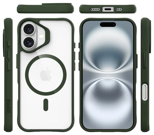 Buddi Hybrid Apple iPhone 16 Hoesje MagSafe Back Cover Transparant Groen afbeelding 11