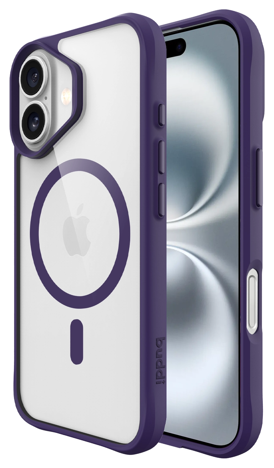 Buddi Hybrid Apple iPhone 16 Hoesje MagSafe Back Cover Transparant Paars afbeelding 1