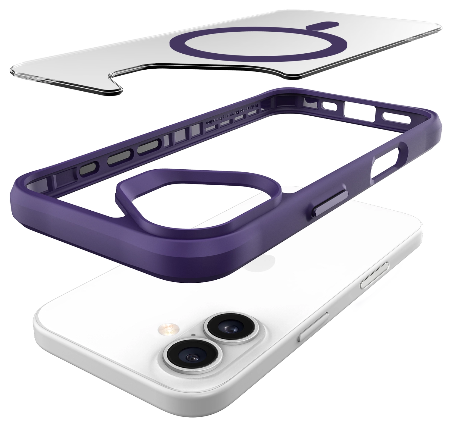 Buddi Hybrid Apple iPhone 16 Hoesje MagSafe Back Cover Transparant Paars afbeelding 12
