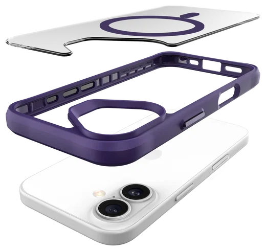 Buddi Hybrid Apple iPhone 16 Hoesje MagSafe Back Cover Transparant Paars afbeelding 12