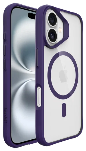 Buddi Hybrid Apple iPhone 16 Hoesje MagSafe Back Cover Transparant Paars afbeelding 10