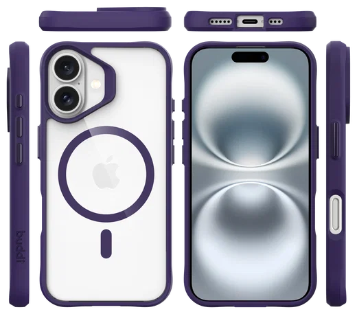 Buddi Hybrid Apple iPhone 16 Hoesje MagSafe Back Cover Transparant Paars afbeelding 11