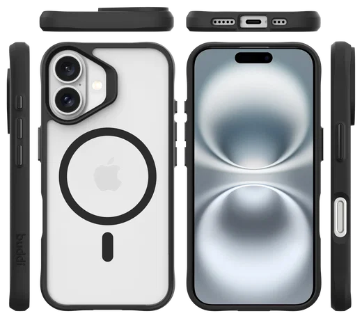 Buddi Hybrid Apple iPhone 16 Hoesje MagSafe Back Cover Matte Zwart afbeelding 11