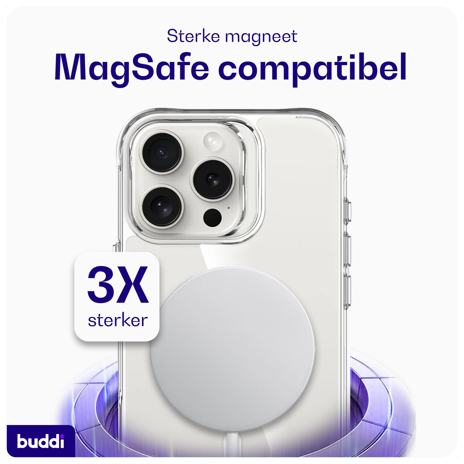 Buddi Core Apple iPhone 16 Pro Hoesje MagSafe Back Cover Transparant afbeelding 4