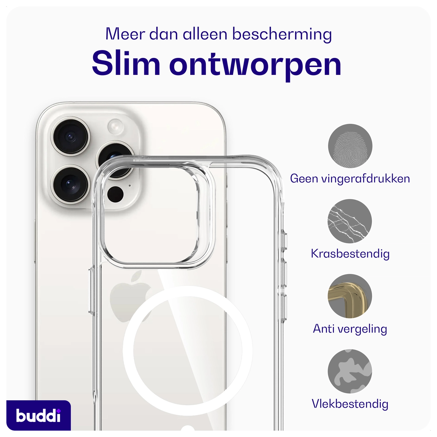 Buddi Core Apple iPhone 16 Pro Hoesje MagSafe Back Cover Transparant afbeelding 6