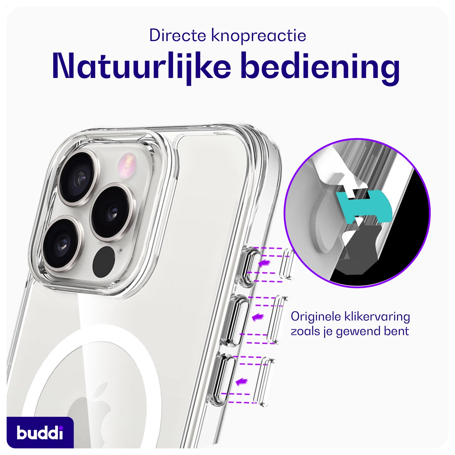 Buddi Core Apple iPhone 16 Pro Hoesje MagSafe Back Cover Transparant afbeelding 7