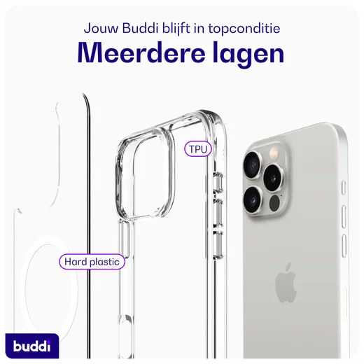 Buddi Core Apple iPhone 16 Pro Hoesje MagSafe Back Cover Transparant afbeelding 9