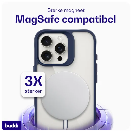 Buddi Hybrid Apple iPhone 16 Pro Hoesje MagSafe Back Cover Transparant Blauw afbeelding 4