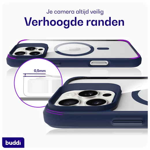 Buddi Hybrid Apple iPhone 16 Pro Hoesje MagSafe Back Cover Transparant Blauw afbeelding 7