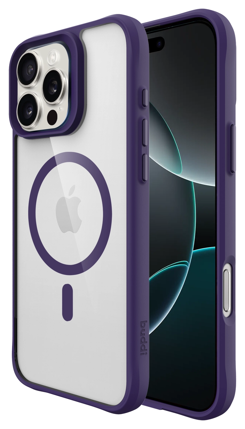 Buddi Hybrid Apple iPhone 16 Pro Hoesje MagSafe Back Cover Transparant Paars afbeelding 1