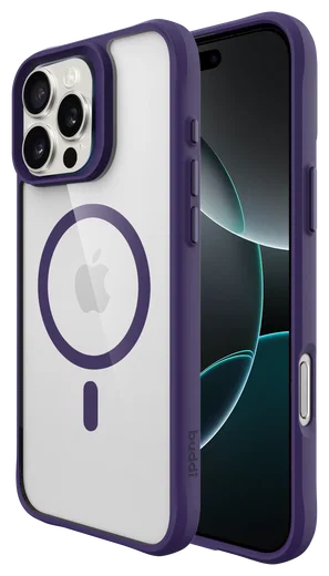 Buddi Hybrid Apple iPhone 16 Pro Hoesje MagSafe Back Cover Transparant Paars afbeelding 1
