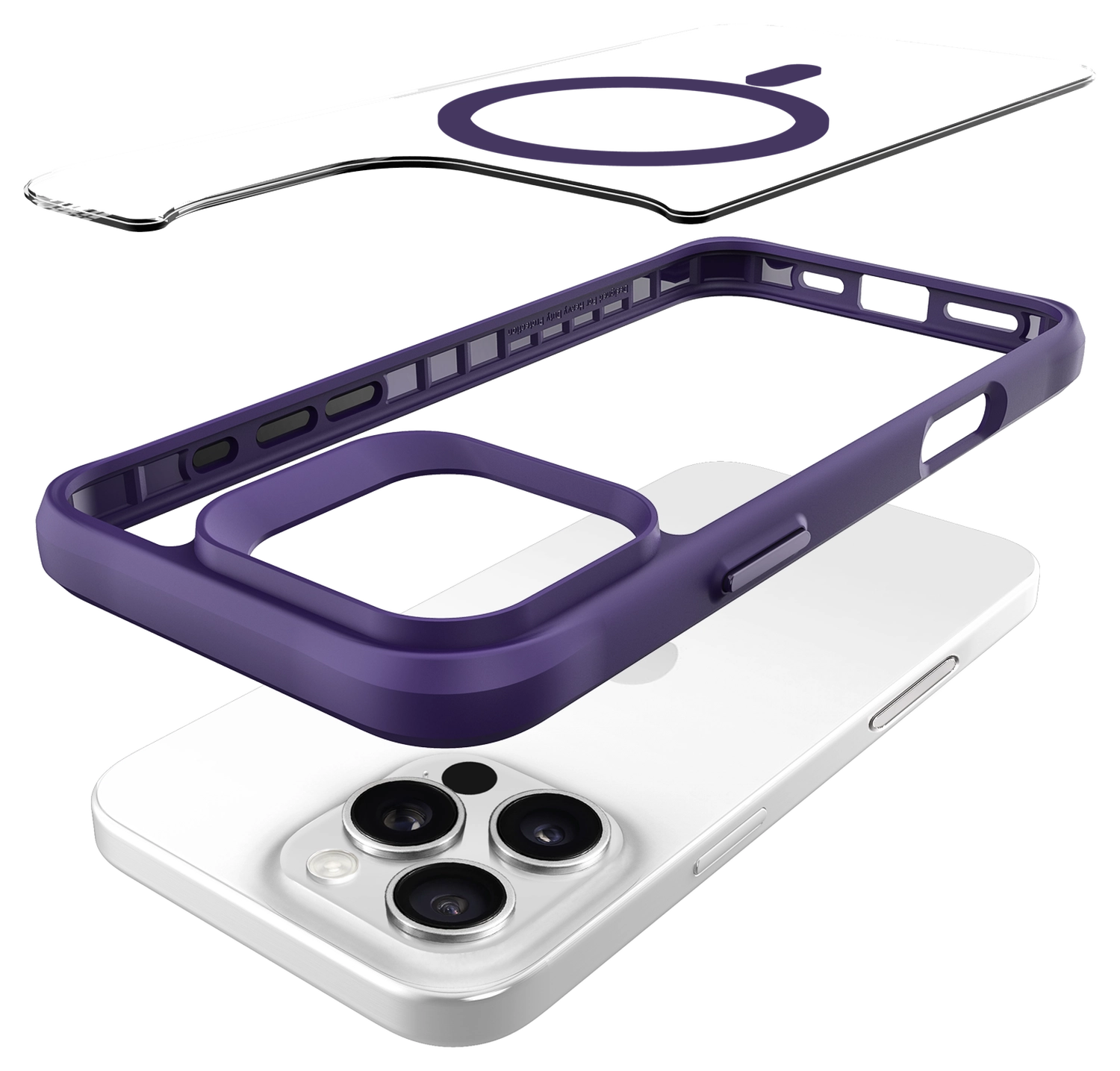 Buddi Hybrid Apple iPhone 16 Pro Hoesje MagSafe Back Cover Transparant Paars afbeelding 12