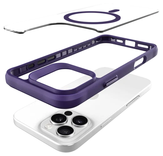 Buddi Hybrid Apple iPhone 16 Pro Hoesje MagSafe Back Cover Transparant Paars afbeelding 12