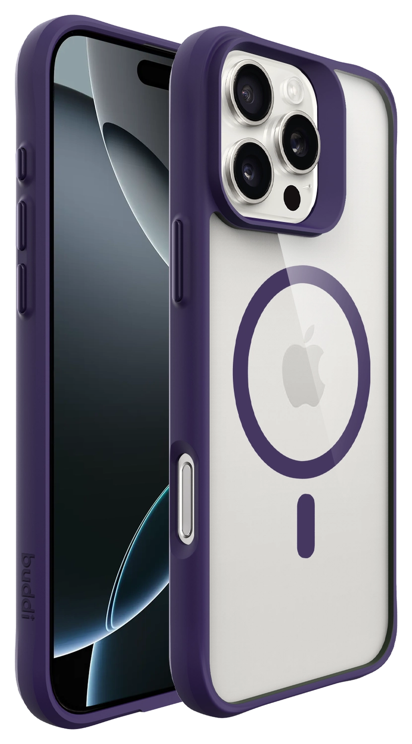 Buddi Hybrid Apple iPhone 16 Pro Hoesje MagSafe Back Cover Transparant Paars afbeelding 10