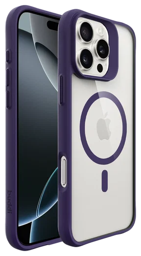 Buddi Hybrid Apple iPhone 16 Pro Hoesje MagSafe Back Cover Transparant Paars afbeelding 10