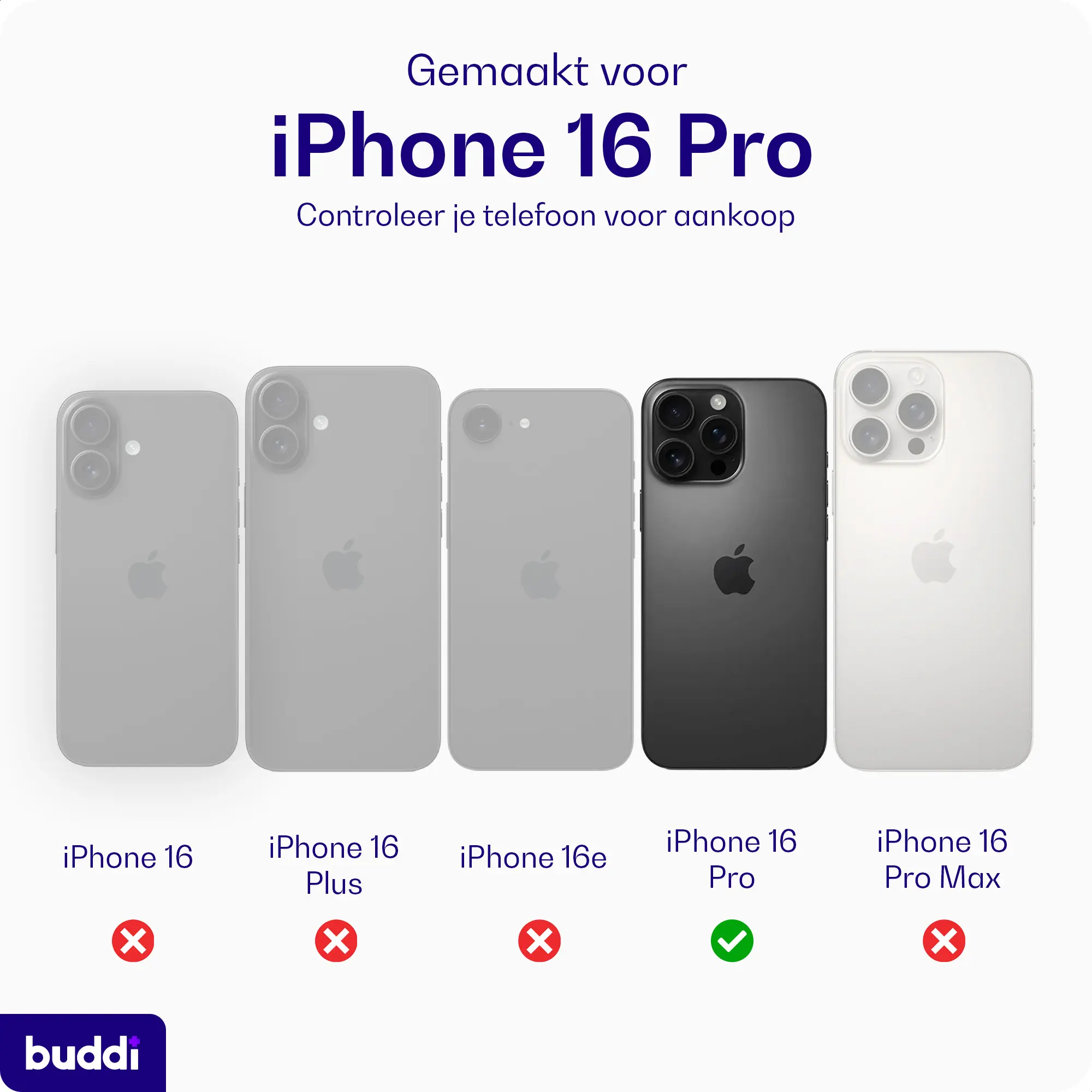 Buddi Hybrid Apple iPhone 16 Pro Hoesje MagSafe Back Cover Transparant Paars afbeelding 2