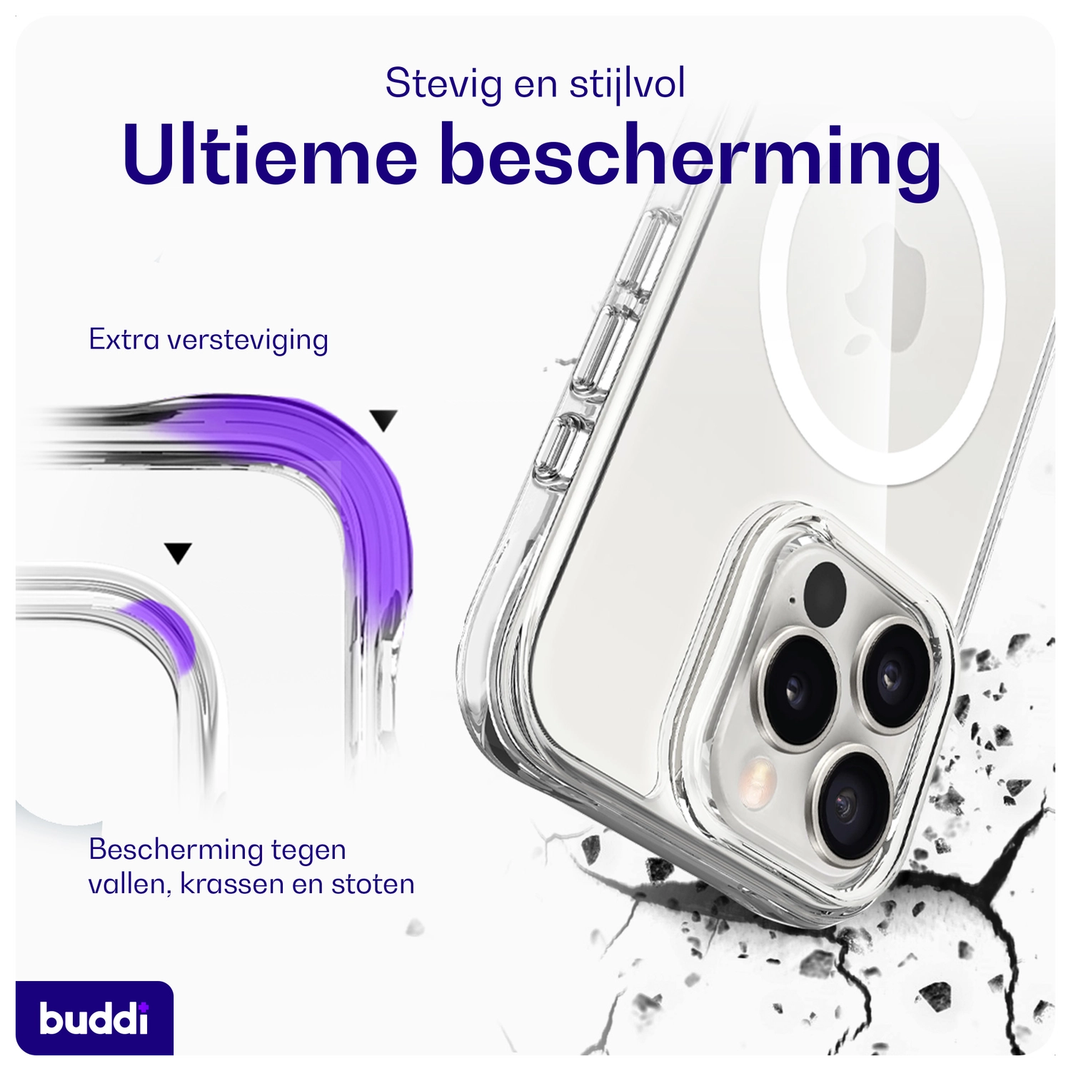 Buddi Core Apple iPhone 16 Pro Max Hoesje MagSafe Back Cover Transparant afbeelding 3