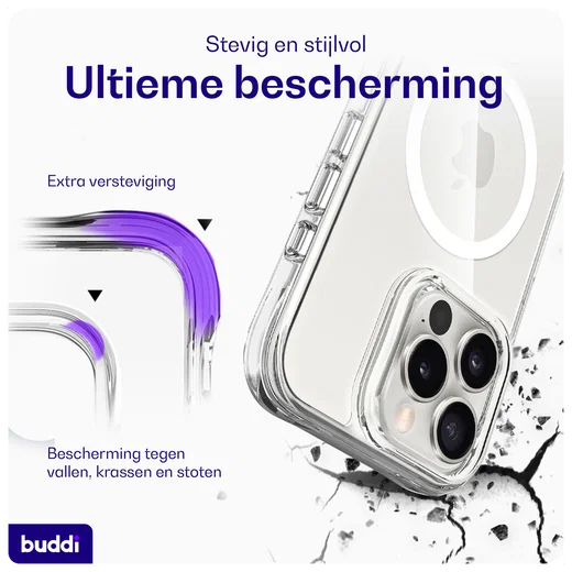 Buddi Core Apple iPhone 16 Pro Max Hoesje MagSafe Back Cover Transparant afbeelding 3
