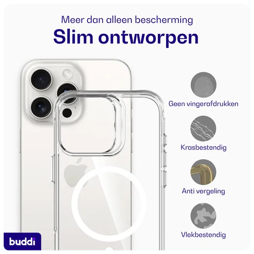 Buddi Core Apple iPhone 16 Pro Max Hoesje MagSafe Back Cover Transparant afbeelding 6