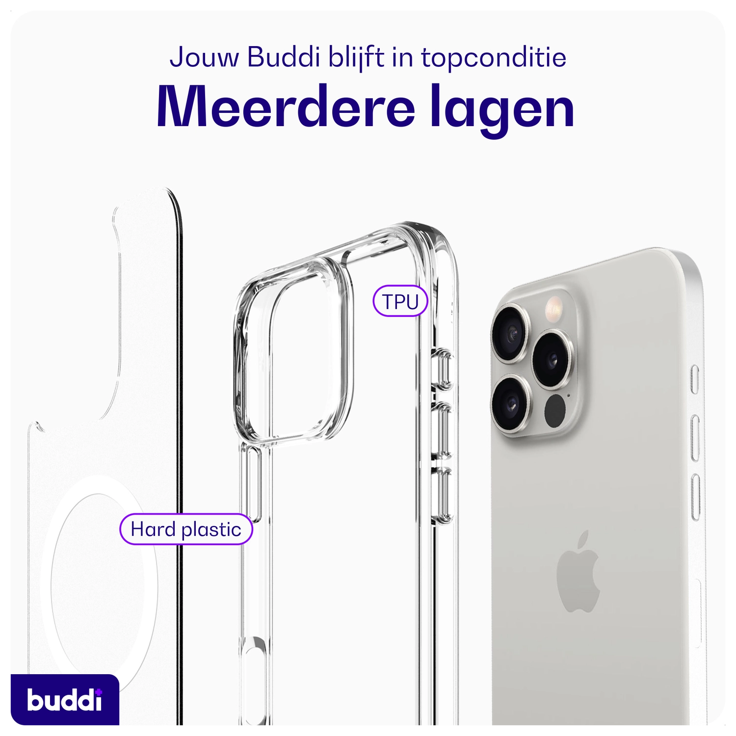 Buddi Core Apple iPhone 16 Pro Max Hoesje MagSafe Back Cover Transparant afbeelding 9