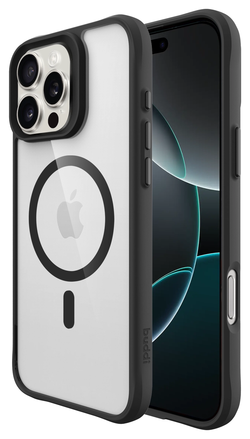 Buddi Hybrid Apple iPhone 16 Pro Max Hoesje MagSafe Back Cover Transparant Zwart afbeelding 1
