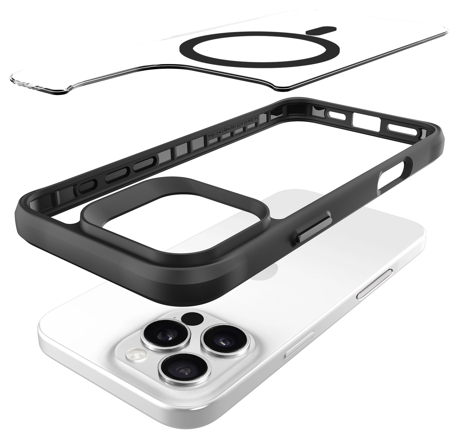 Buddi Hybrid Apple iPhone 16 Pro Max Hoesje MagSafe Back Cover Transparant Zwart afbeelding 12