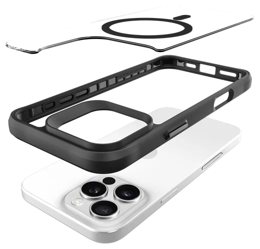 Buddi Hybrid Apple iPhone 16 Pro Max Hoesje MagSafe Back Cover Transparant Zwart afbeelding 12