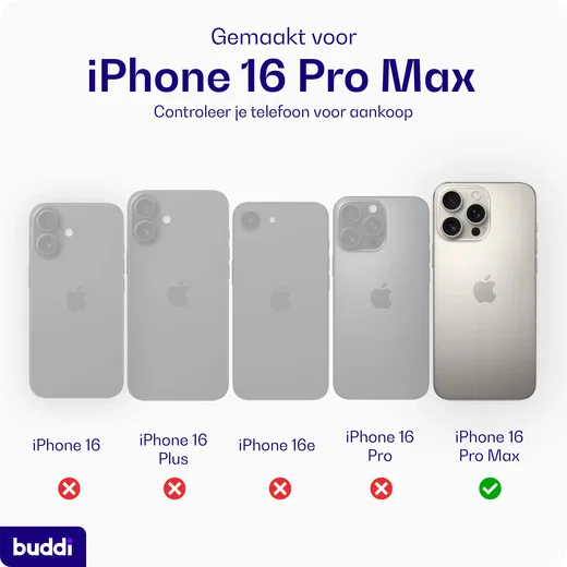Buddi Hybrid Apple iPhone 16 Pro Max Hoesje MagSafe Back Cover Transparant Zwart afbeelding 5