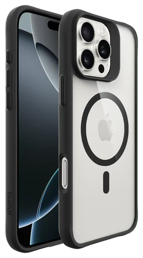 Buddi Hybrid Apple iPhone 16 Pro Max Hoesje MagSafe Back Cover Transparant Zwart afbeelding 10