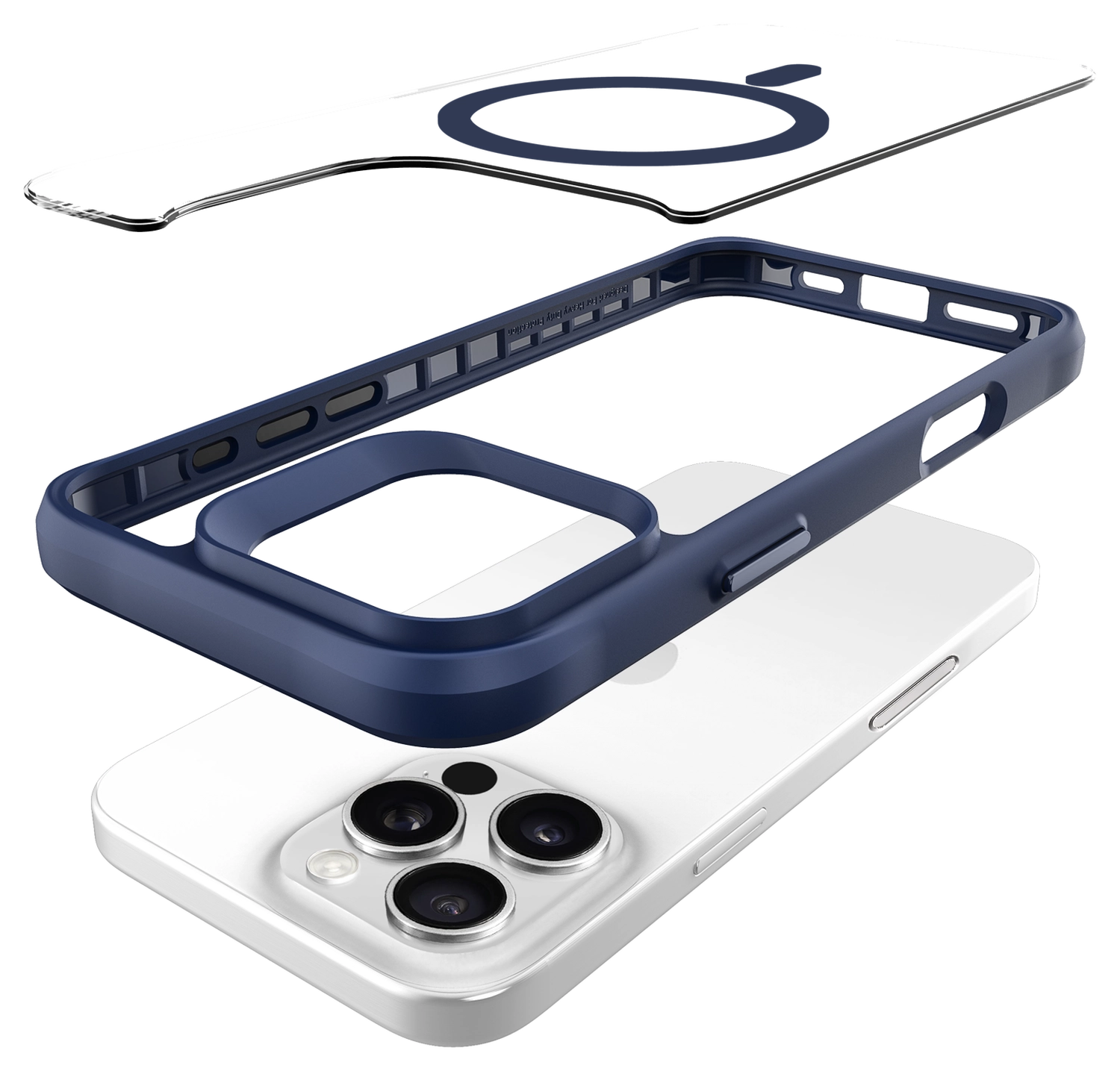 Buddi Hybrid Apple iPhone 16 Pro Max Hoesje MagSafe Back Cover Transparant Blauw afbeelding 12