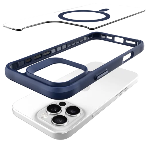 Buddi Hybrid Apple iPhone 16 Pro Max Hoesje MagSafe Back Cover Transparant Blauw afbeelding 12