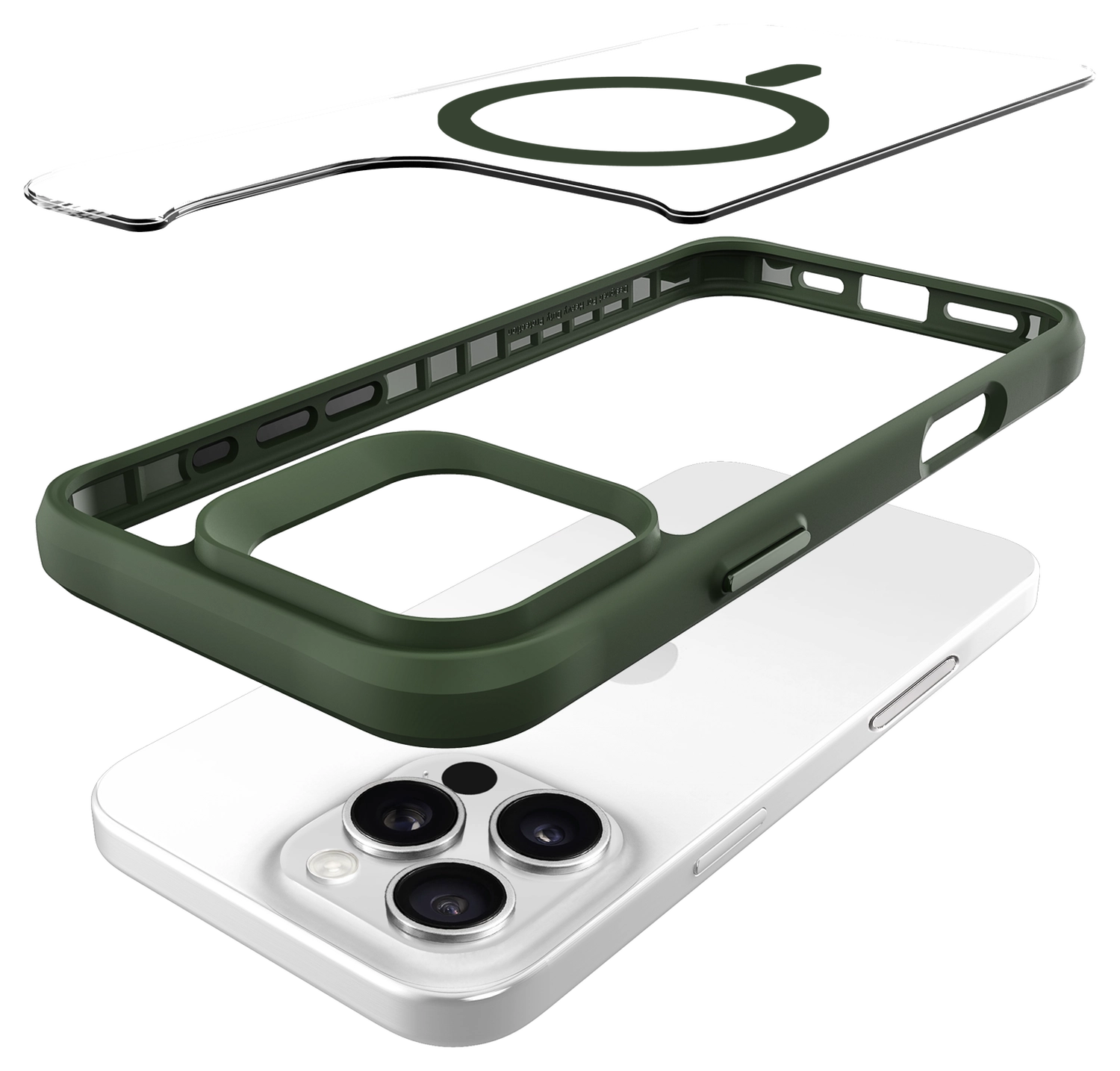 Buddi Hybrid Apple iPhone 16 Pro Max Hoesje MagSafe Back Cover Transparant Groen afbeelding 12